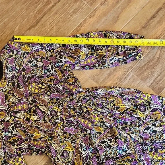 Zara Paisley Print Open Keyhole Back Long Sleeve Partially Lined Mini Dress, XS - Picture 7 of 15